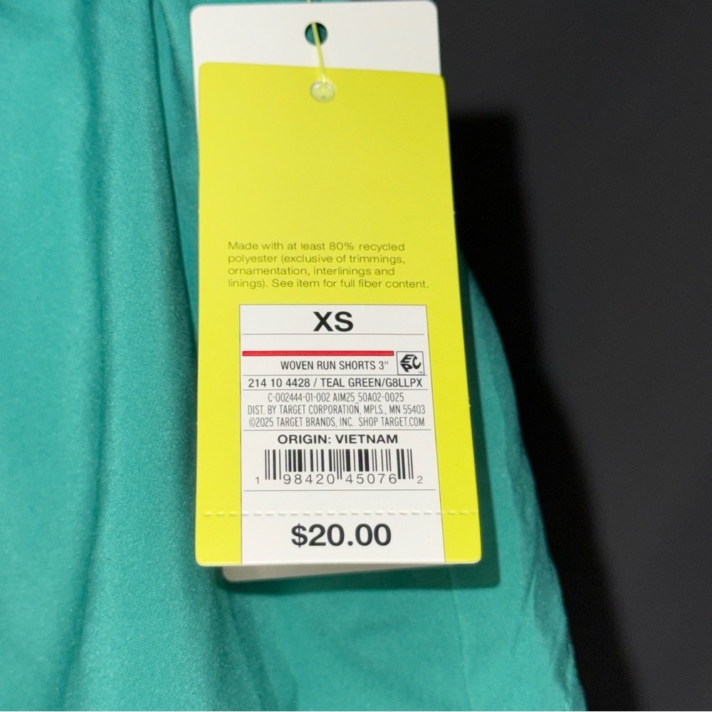 All In Motion Women’s Teal-Green Woven Mid-Rise Run Shorts 3” XS NWT - Picture 5 of 7